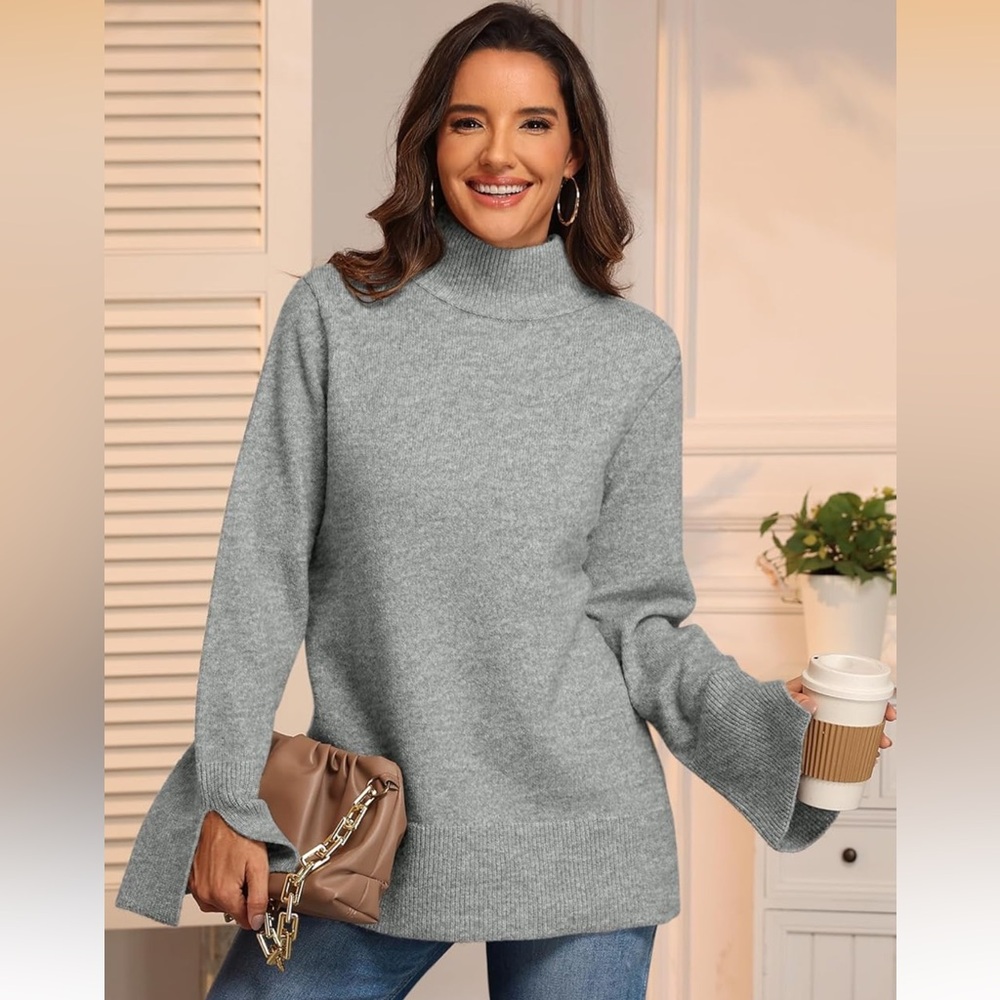 New Gray Mockneck Sweater